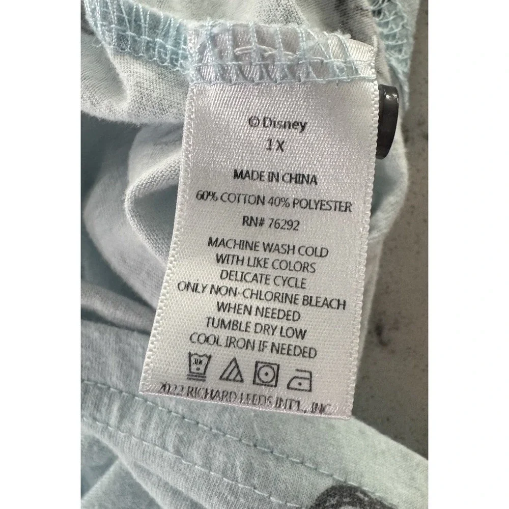 Disney Mickey Mouse Sleepwear T-Shirt Womens 1X Light Blue AOP Graphic Tee - Picture 5 of 13
